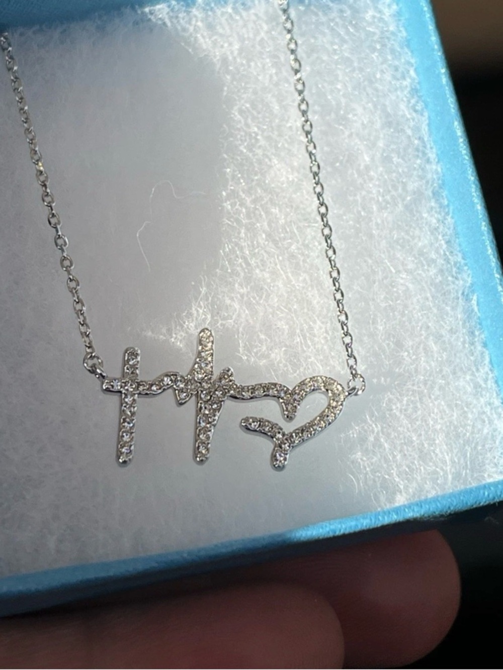 TSC Swarovski Faith Hope Love Necklace Silver $59 Retail Value BNIB - Picture 3 of 7
